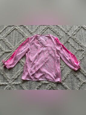 Lilly Pulitzer Pink Polka Dot Long-Sleeve Blouse